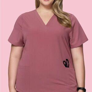 Mandala Women's 4XL Mauve V-neck Short Sleeve Scrub Top